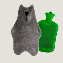Load image into Gallery viewer, 1,7L hot water bottle with  100% cotton terry fabric cover GREY
